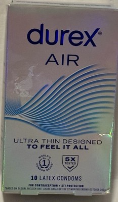 Durex Air Regular Fit Ultra-Thin Condoms for Maximize Sensitivity 10 Ct 6/30/29