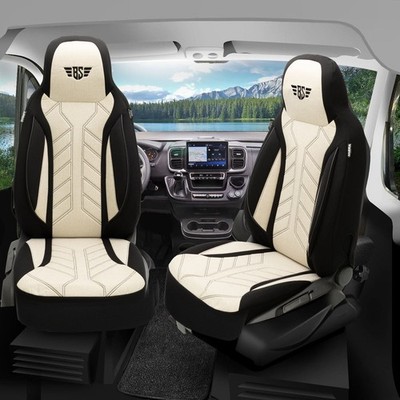 Wohnmobil Sitzbezüge passend für R-Vision Crossover (Schwarz-Beige)