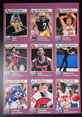 1991 Sports Illustrated For Kids Uncut Sheet Clyde Drexler Lawrence Taylor