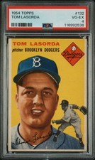 1954 Topps #132 Tommy Lasorda PSA 4 RC Rookie Brooklyn Dodgers  (2538)