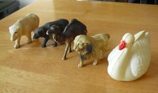 Lot of 5 Vintage 1930s Celluloid Animal Figures Camel Bear Bears Lion Swan