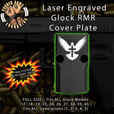 Dove Cross - Laser Engraved RMR Cover Plate for Glock 19 17 23