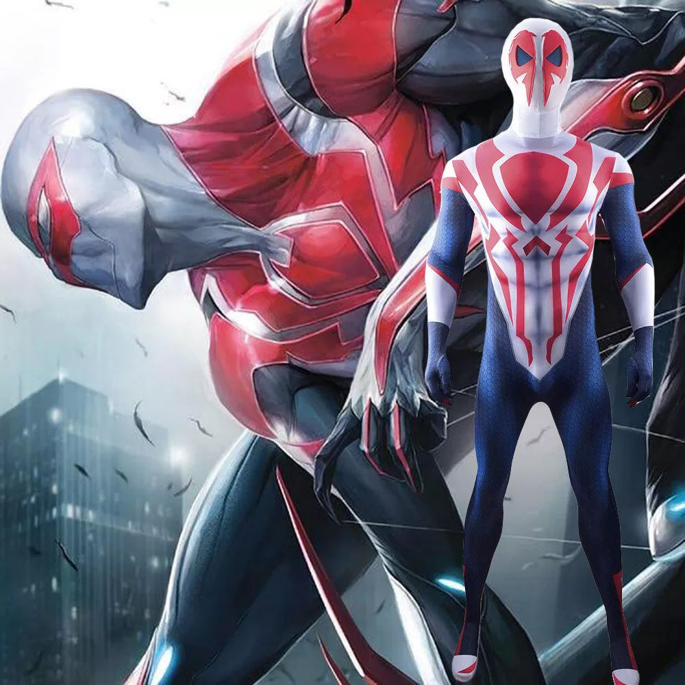 2099 White Spider Man Jumpsuit Spiderman Suit Cosplay Costume Halloween Props