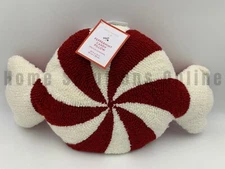 Pottery Barn Kids Peppermint Twist Candy Shaped Holiday Pillow 20" Sq #A1A8