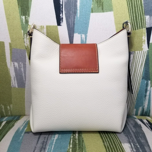 🎯Dooney & Bourke Pebble Turnlock Sac 22 Leather Shoulder Bag Purse In White - Picture 9 of 14