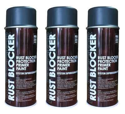 RUST BLOCKER Metallchutzlack 4in1 Rost Schutz Grau Seidenmatt RAL7011 3x400ml