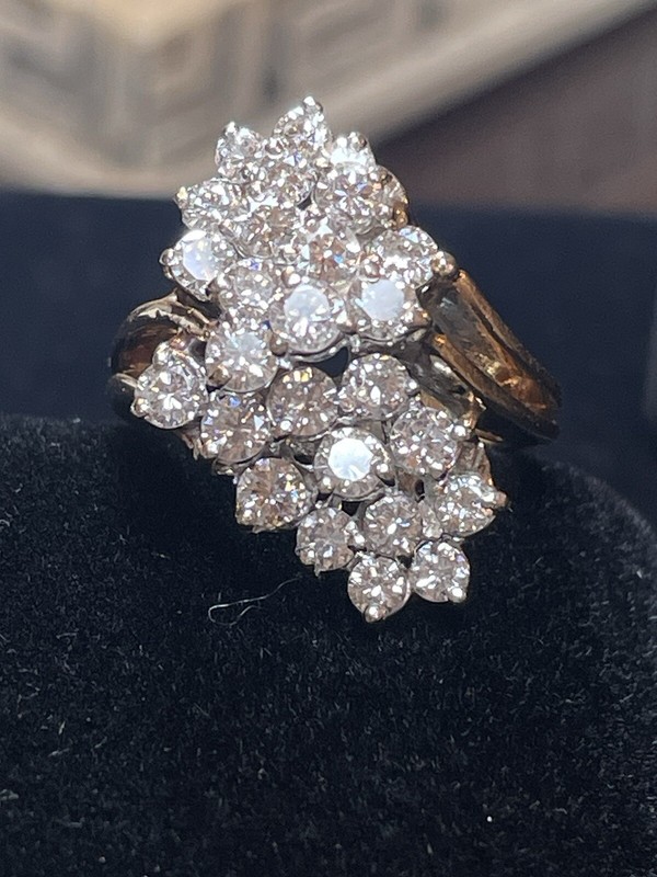 HIGH QUALITY ESTATE 14K GOLD NATURAL DIAMOND RING WATERFALL APPRAISAL $5,000.00
