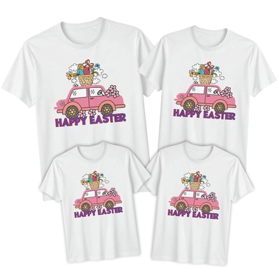 Familie rosa Auto mit Korb Frohe Ostern T-Shirt Tee Urlaub passendes Outfit #ED