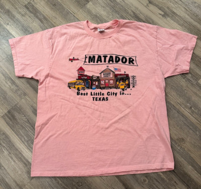 Vtg Matador Texas Souvenir T-Shirt Roaring Springs  Best Little City  Size XL