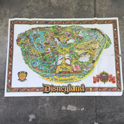 Vintage Disneyland Wall Large Map Walt Disney 30