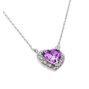 Authentic 3Ct Heart Cut Birth Stone Diamond Lab-Created Pendant 14k Gold Plated 925 Silver
