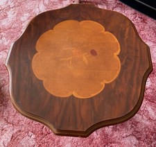 Vintage Rounded Italian style Inlaid Hall Side Occasional Pedestal Wine Table