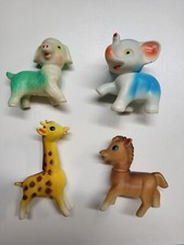 Vintage 50's/60's Made in Japan Set of 4 Rubber Animal Squeak Toys with Bag