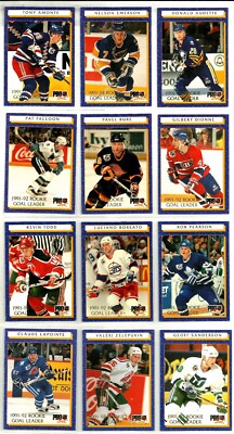 1992-93 PRO SET ROOKIE GOAL LEADERS COMPLETE 12 HOCKEY CARD INSERT SET LOT