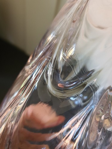 Very tall 12" Victorian hand blown Fluted Drapery floor vase by Fostoria Glass - Picture 6 of 8