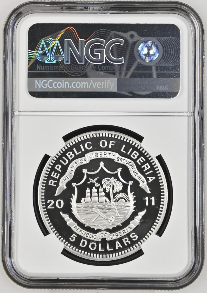 5 DOLLARS 2011 LIBERIA HISTORY OF RAILROADS TRANS EUROP EXPRES AG PROOF NGC PF70 - Image 2 of 4