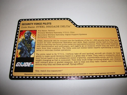 GI Joe 25th Club/Convention Exclusive FSS File Card STEEL BRIGADE DELTA