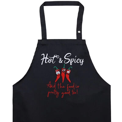 EXPRESS-STICKEREI GMBH Grillschürze für Männer: HOT & SPICY Barbecue Kochschürze mit Spruch lustig
