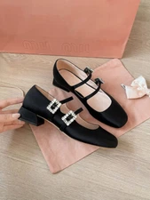   ro^ger  Women's  Strap Thick Heel Shallow Mouth Single ShoesVivier