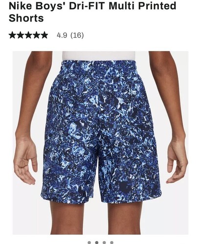 NWT Nike Youth M Dri-Fit Multi Printed Shorts Royal White FV0275-480 New - Picture 2 of 15