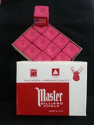 1 BOX RED MASTER CHALK PACK ( 12 PIECES ) - POOL & BILLIARD CUE CHALK