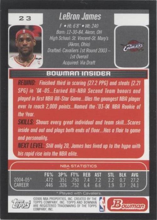 2005-06 Bowman Draft Picks & Prospects - LeBron James #23 for sale