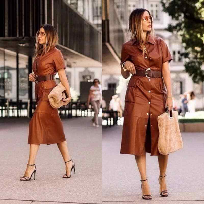 black leather flared dress Solid Black Ruffle Detailed Flared Mini Summer Leather Dress S / BURGUNDY