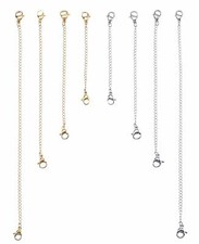 Stainless Steel Necklace Bracelet Extender Chain Set 8Pcs - 4 Gold, 4 Silver