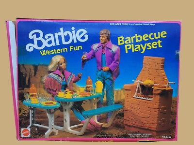 Set Barbie Western Fun Barbecue 1989 Mattel - Avec Boîte, Barbie Et Ken - Occasion