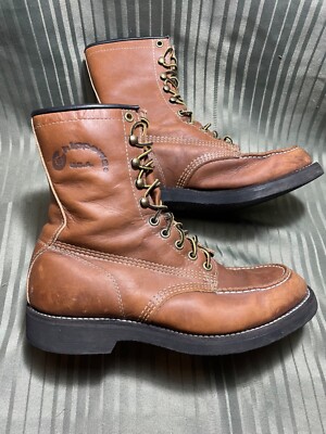 Rare Vintage Distressed Chippewa Brown Lace Up Boots Size 7  display picture 1