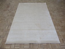 6'3 X 9'2 Hand Knotted Striped Ivory Modern Contemporary Oriental Rug G6037