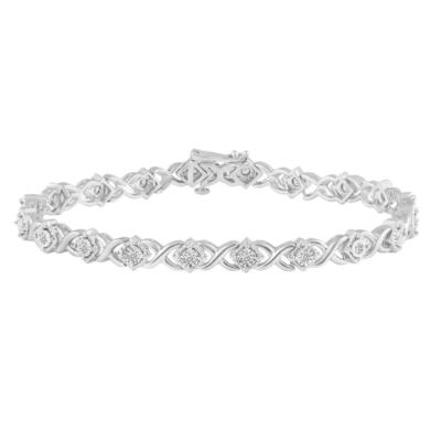 1/2 KT TW DIAMANT TENNISARMBAND 7'' XO QUADRATISCH IN STERLINGSILBER 