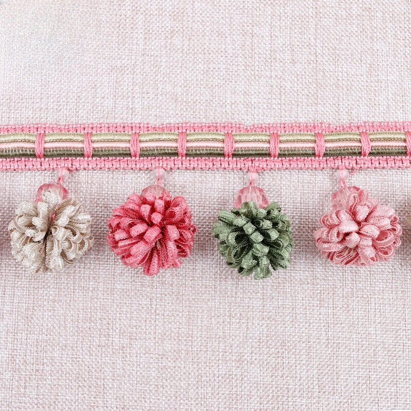 12M Length Pom Pom Ball Tassel Edging Trim Sewing Retro Curtain Upholstery Trim - Image 3 of 4