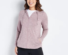 New - zuda Z-Cool Hooded Zip Up Hoodie Jacket - Heather Rose Taupe
