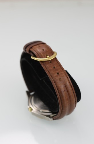 Montre Sierra Club Homme Argent Or Acier Inoxydable 30m Cuir Marron Date Bleu Quartz - Photo 2 sur 6
