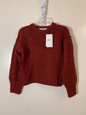 Joie Astrid crew neck pullover wool sweater sun dried tomatoes NWT size XS $348