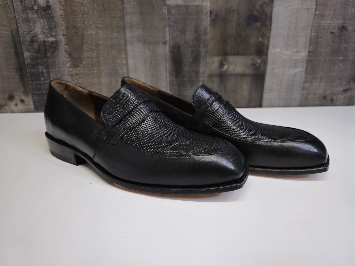 Lizard Skin Accent Black Authentic Loafers by David Espinoza Size