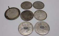 Vintage Metal Coasters Set of 6 w Stand - Mid Century from 1950s - 3.75" Round