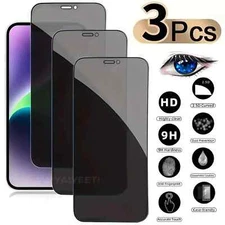 3X For iPhone 15 14 13 12 11 Pro Max XS Privacy Tempered Glass Screen Protector