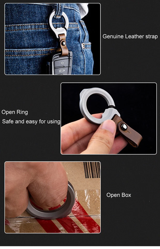 EDC 1 PC Pequeño Llavero de Aleación de Titanio Abridor de Botellas Prybar con Correa de Cuero Foto 3 de 4