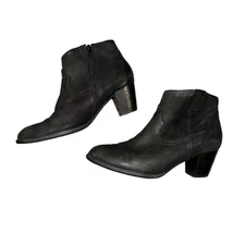 Vionic Windom Nubuck Leather Stacked Heel Western Ankle Boot Size 9.5