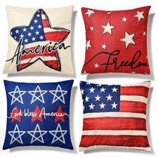 Patriotic Decor-Throw Pillow Covers 18x18 in Set of 18" x 18" Pack of 4 Blue