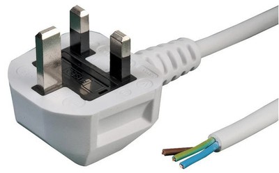 13A UK Stecker komplett angegossen geerdet auf blanke Enden Netzkabel Leitung 13A 3G1,25mm²