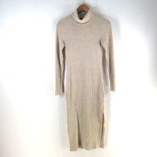 Bardot dress womens 10 knit bodycon beige midi long sleeve turtleneck 122238