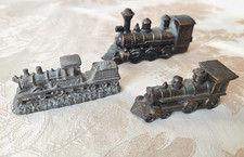 Lot of 3 Vintage 2" miniature Cast iron Train Steam Engine, Coal, 1 is Sharpener