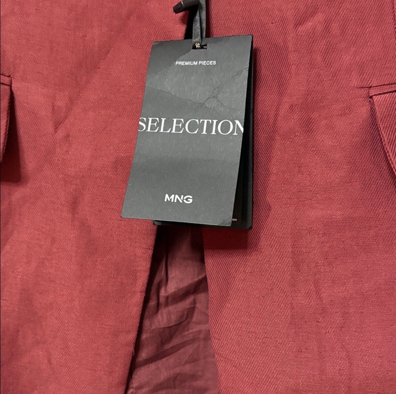 NWT Medium MANGO MNG Linen Oversized Wine Blazer thumbnail 5