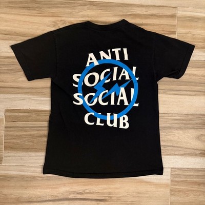 Anti Social Social Club x Fragment Design Blue Bolt Logo T-Shirt Black Mens M