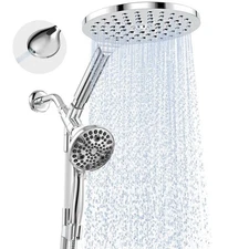 Dual Handheld Shower Head Combo 8" Rain & 10 Modes High Pressure