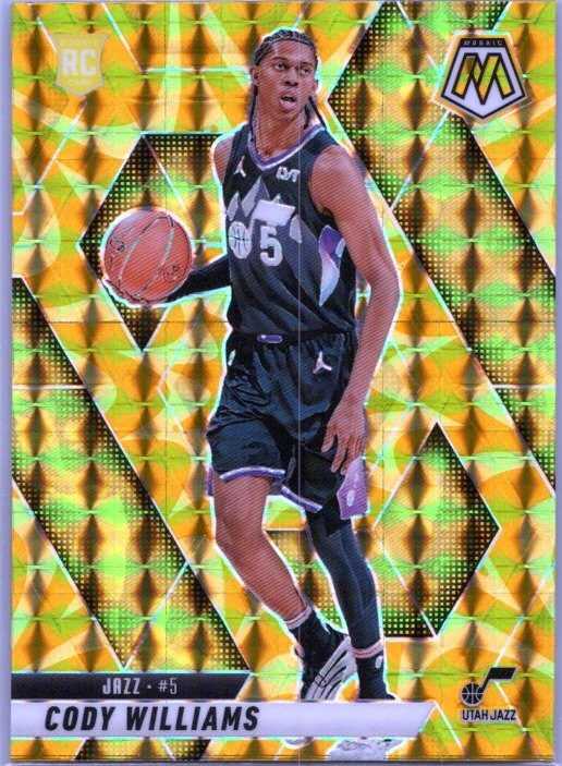 2024-25 Panini Mosaic #207 Cody Williams Reactive Yellow Mosaic