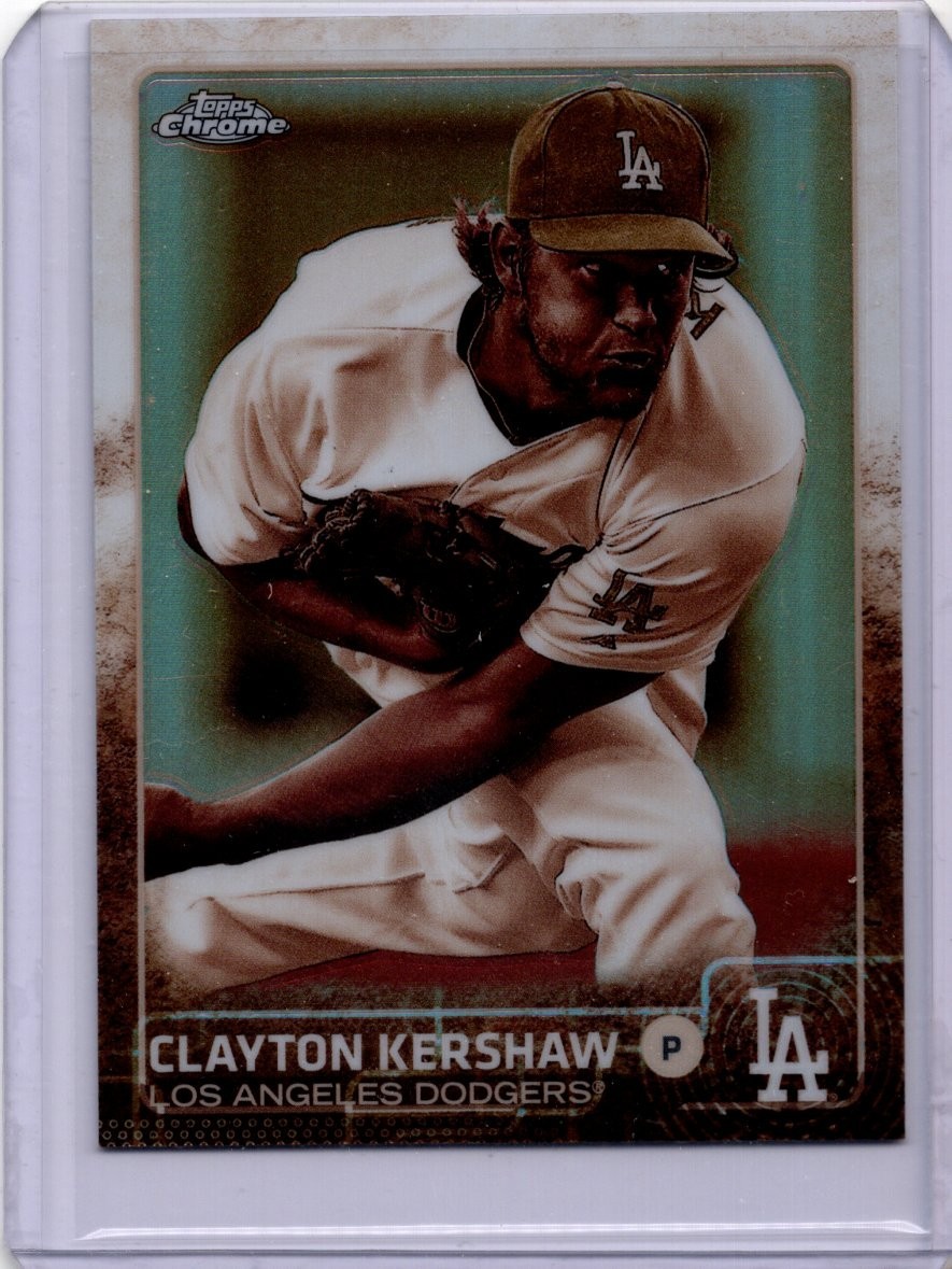 2015 Topps Chrome Clayton Kershaw #55 Sepia Refractor Los Angeles Dodgers